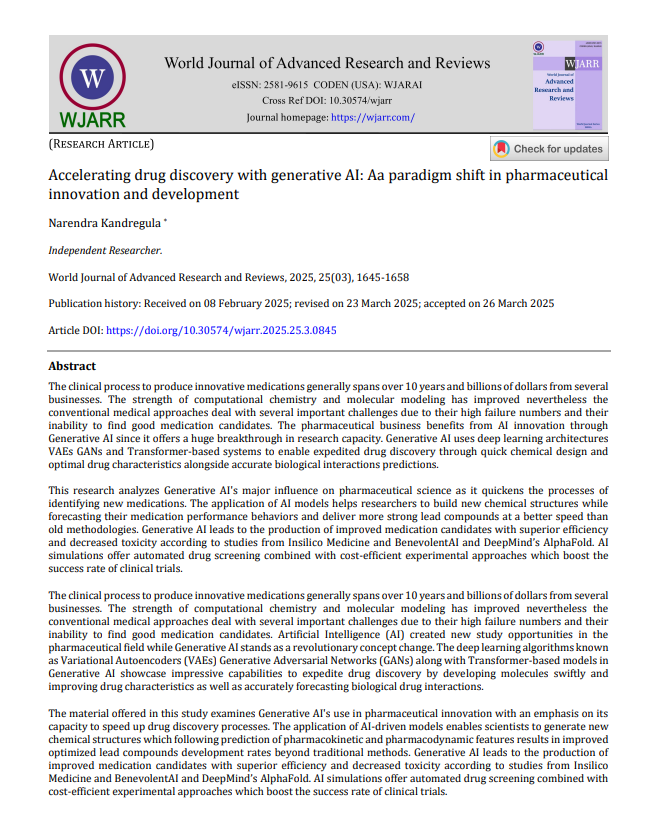 Article: Accelerating Drug Discovery with Generative AI: A Paradigm Shift in Pharmaceutical Innovation and Development