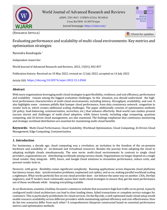 Article: Evaluating Performance and Scalability of Multi-Cloud Environments: Key Metrics and Optimization Strategies
