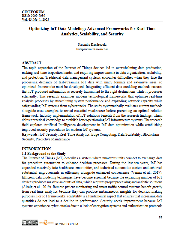 Article: Optimizing IoT Data Modeling: Advanced Frameworks for Real-Time Analytics, Scalability, and Security